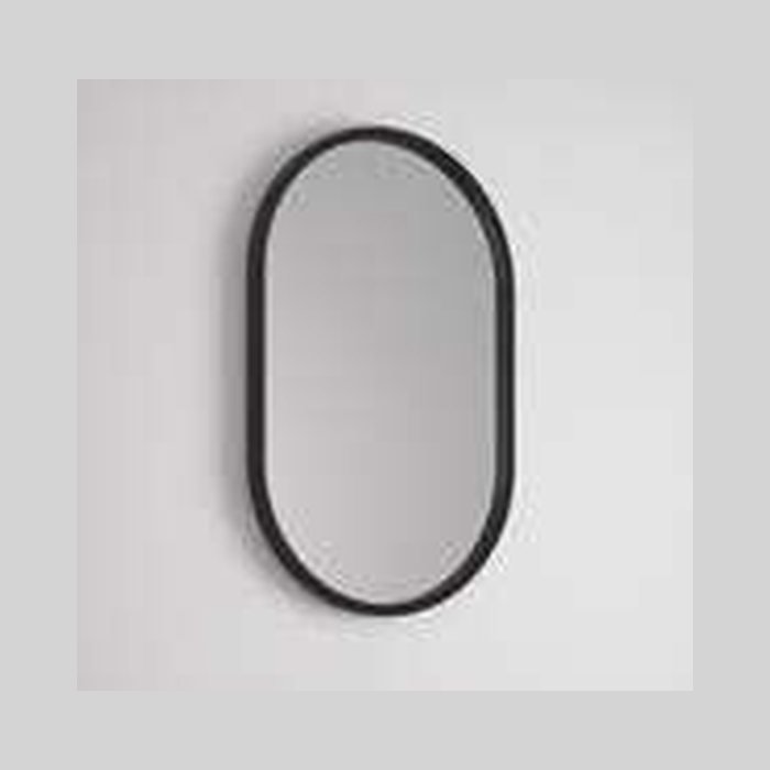 Miroir ovale avec cadre. 60 × 100 cm avec cadre en métal noir, sans éclairage