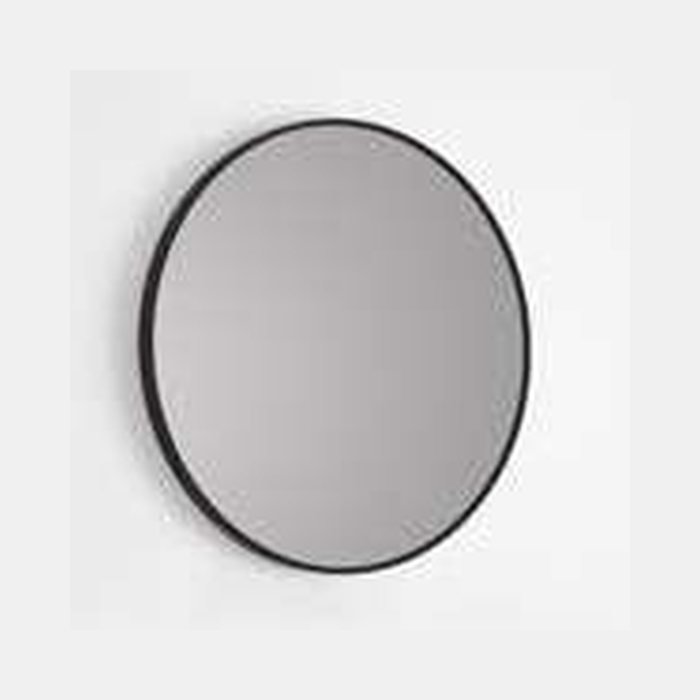 Miroir rond avec cadre. Cadre en métal noir, sans éclairage