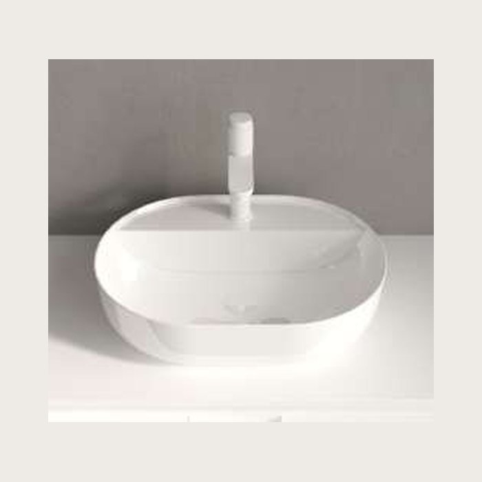 Vasque en céramique Capsule. Allongée aux bords arrondis, 50 × 38,2 cm et 13,5 cm de haut
