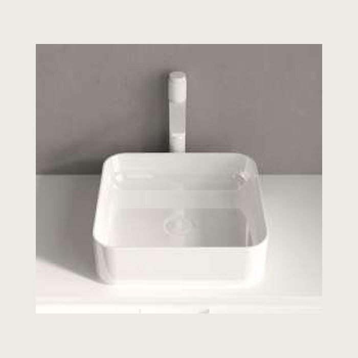 Vasque en céramique Quatro. Carrée aux angles doux, 36 × 36 cm et 12 cm de haut