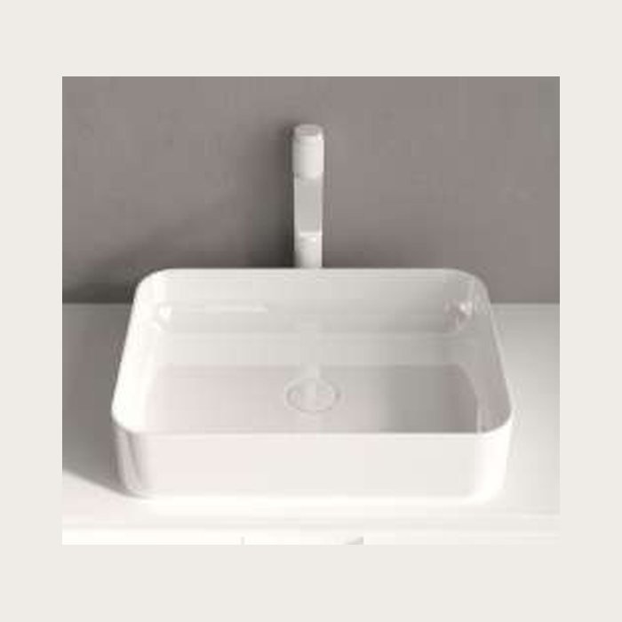 Vasque en céramique Rectacuatro. Rectangulaire aux angles doux, 50 × 36 cm et 12 cm de haut