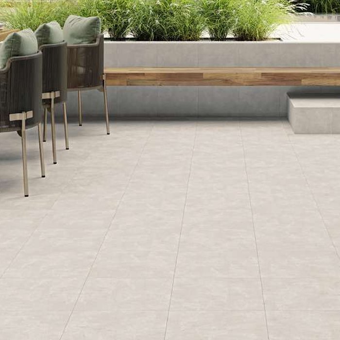 Carrelage de sol Arkonik Vermont. Terre cuite de teinte unie en quatre couleurs : Beige, Perla, Noce et Gris