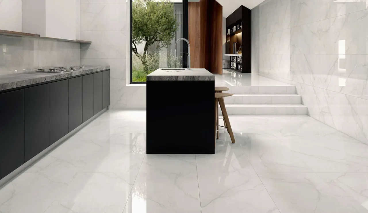 Grès cérame Arkonik Marquina Cream, ambiance