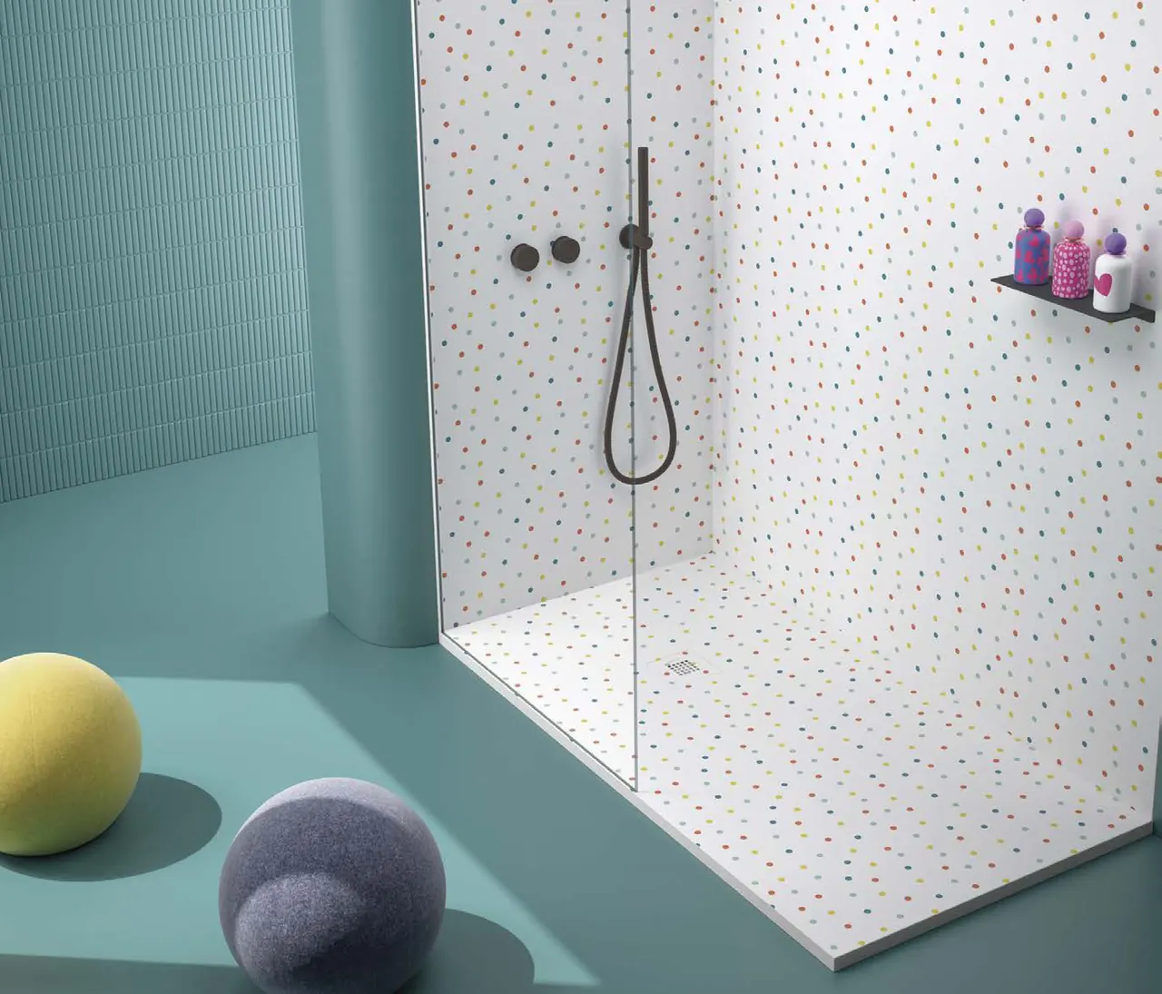 Receveur de douche 3D Aquarelles et couleur, ambiance