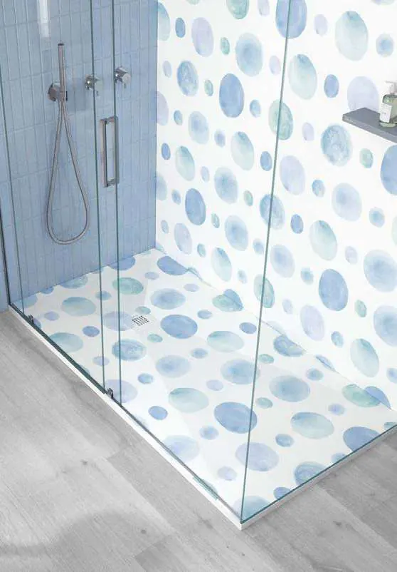 Receveur de douche 3D Aquarelles et couleur, ambiance