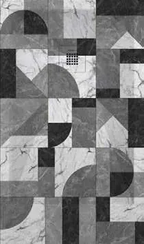 Receveur de douche 3D Carreaux ciment et géométriques, motif Mosaïque 01 noir et blanc