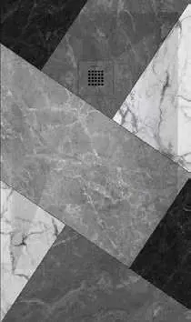 Receveur de douche 3D Carreaux ciment et géométriques, motif Mosaïque 02 noir et blanc