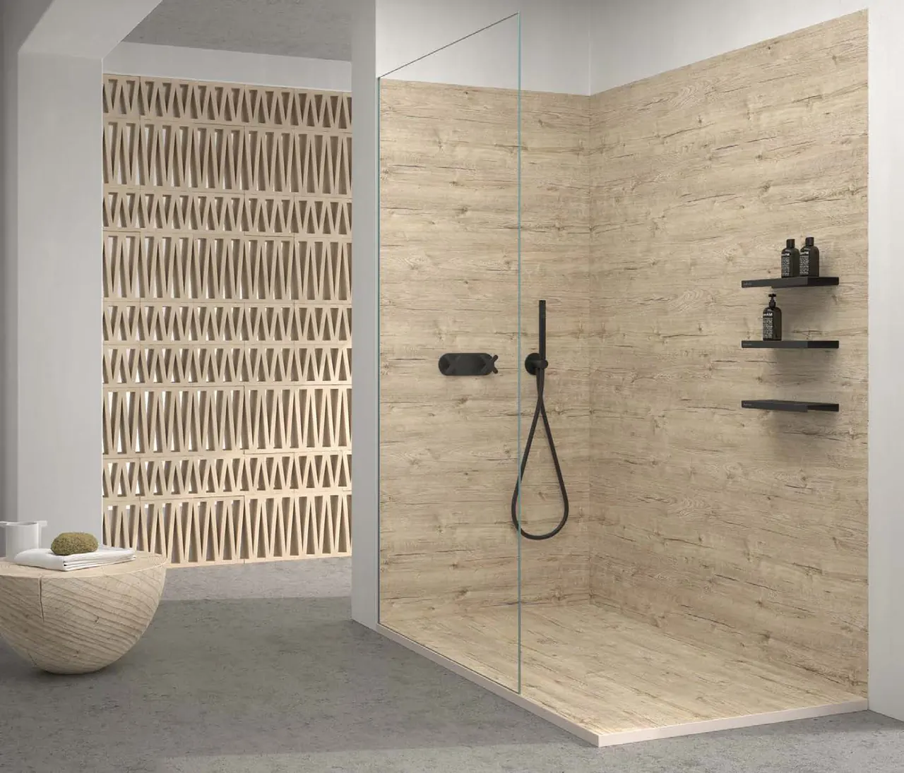 Receveur de douche 3D Bois, ambiance