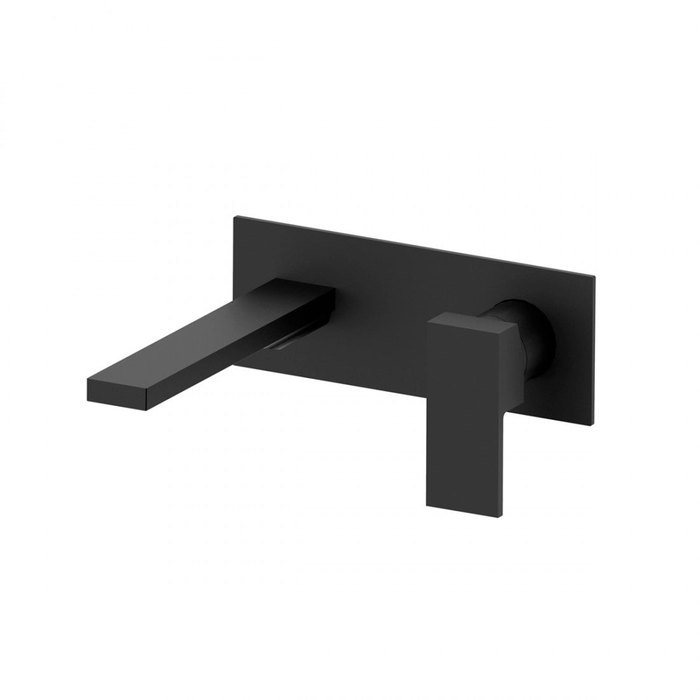 Grifo Bold One empotrado. Aquagrif. Monomando empotrado en la pared, en negro mate, con un caño de 21 cm