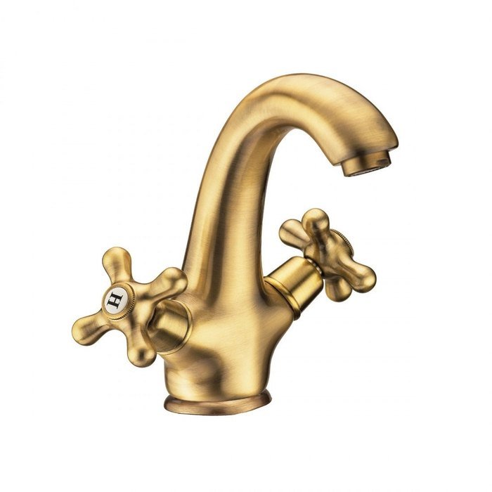 Grifo Época de latón envejecido. Aquahome. Bimando de estilo antiguo, de latón envejecido