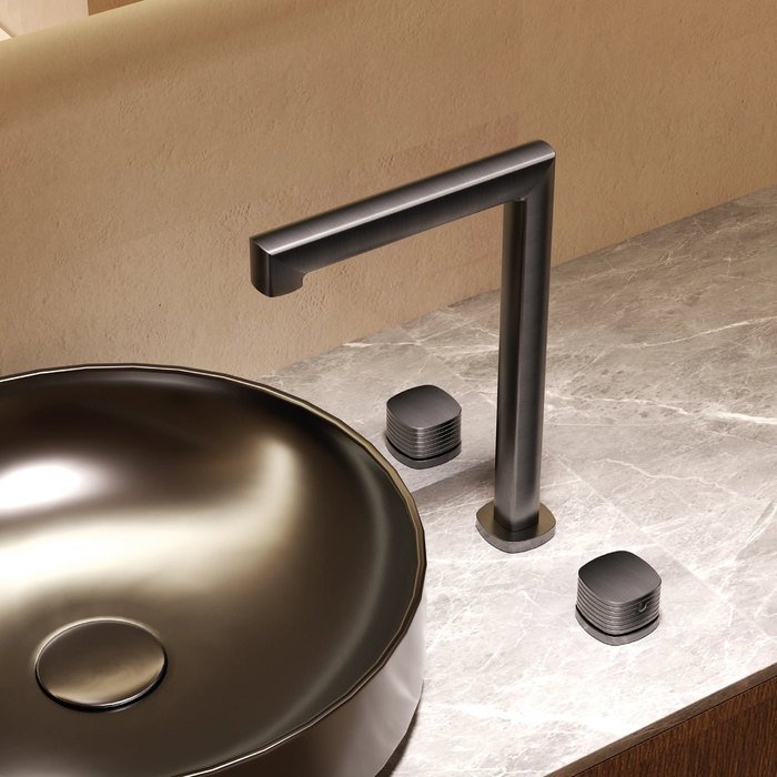 Grifo Firenze sobre encimera. Imex. Bimando de caño alto para lavabo sobre encimera