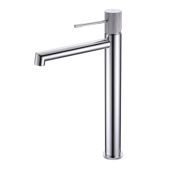 Grifo Line de caño alto. Imex. Monomando de caño alto en latón, de 32 cm, para lavabo sobre encimera